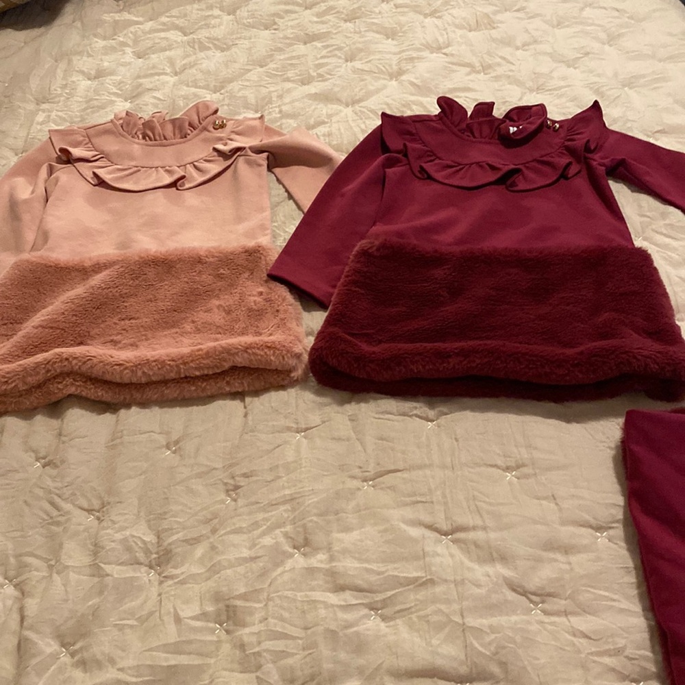 Janie and Jack faux fur, SZ 2, NWOT, mauve and burgundy. Price is for each item.